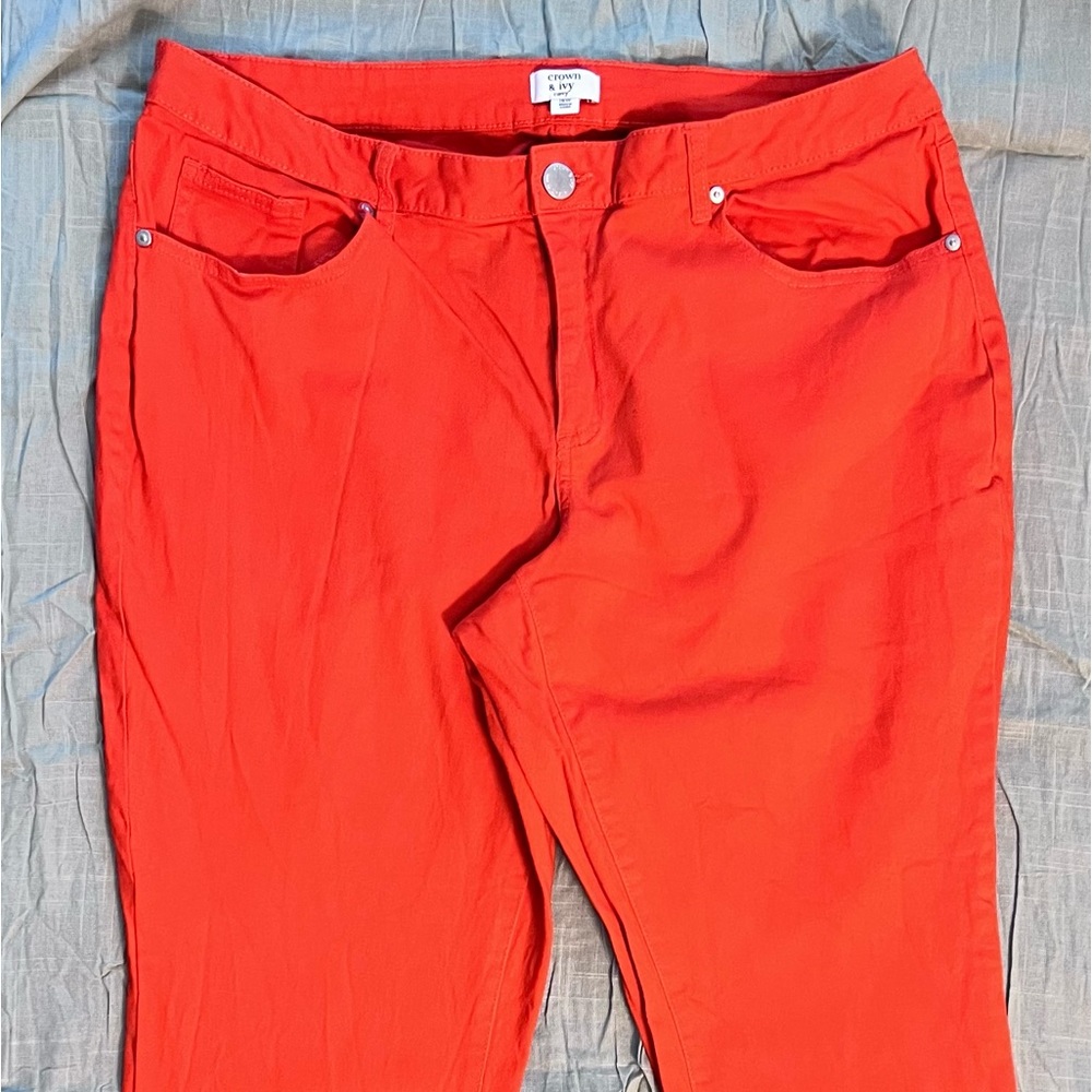 Crown & Ivy plus size bright orange 5 pocket pants size 18W